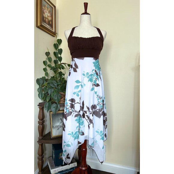 Speechless Brown & White Floral Halter Dress sz S NEW - Picture 9 of 9